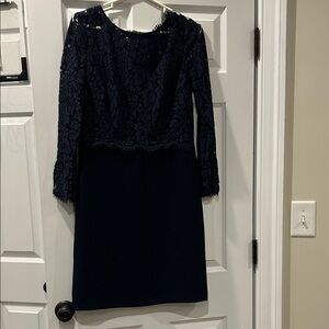 Talbots Navy Long Sleeve Lace Dress